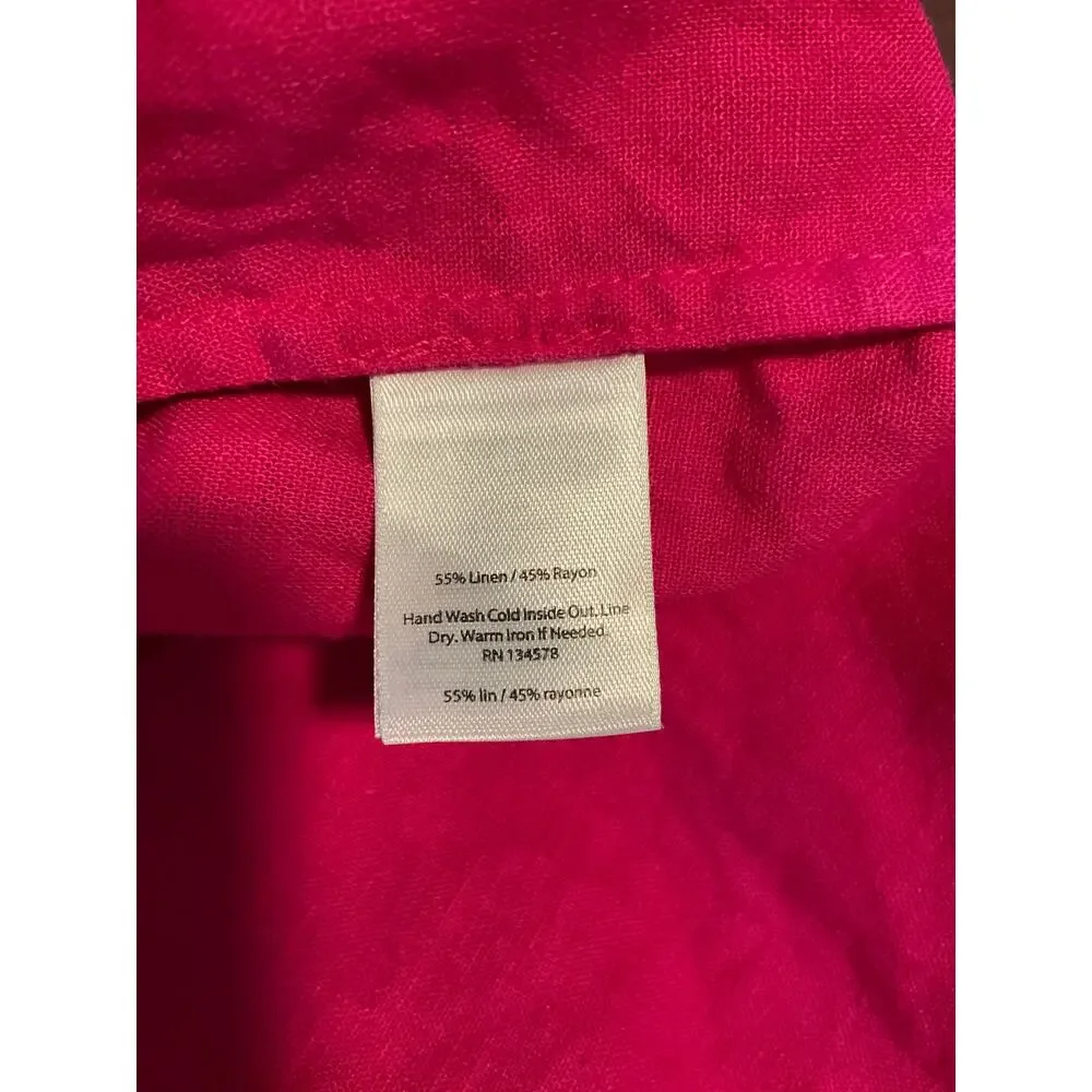 Vineyard Vines Pink Linen Blend Shift Dress V-neckline Short Sleeves - Picture 4 of 6